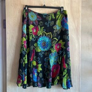 Chico’s Silk Floral Flared Skirt Bright Multi-Color Women’s Sz 1 (M/US 8-10)